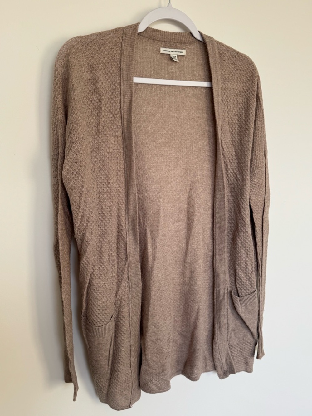 American Eagle Outfitters Tan Open-Front Knit Cardigan